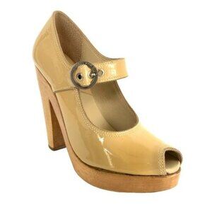Michael Michael Kors Pumps Nude Patent Leather Peep Toe Mary Jane 7